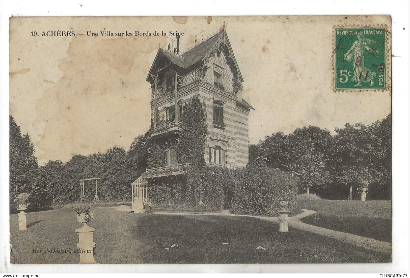 Achères (78) : Villa Des Bords De Seine En 1911 (ETAT) PF. - Acheres