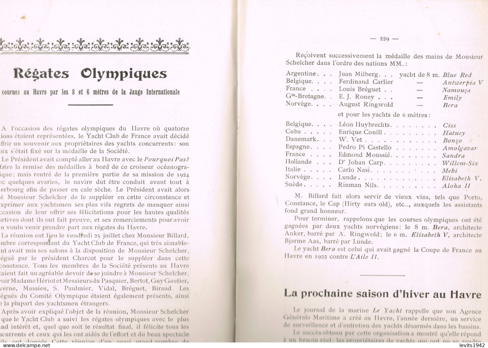 JEUX OLYMPIQUES 1924 - BULLETIN OFFICIELLE DU YACHT CLUB DE FRANCE - - - Andere & Zonder Classificatie