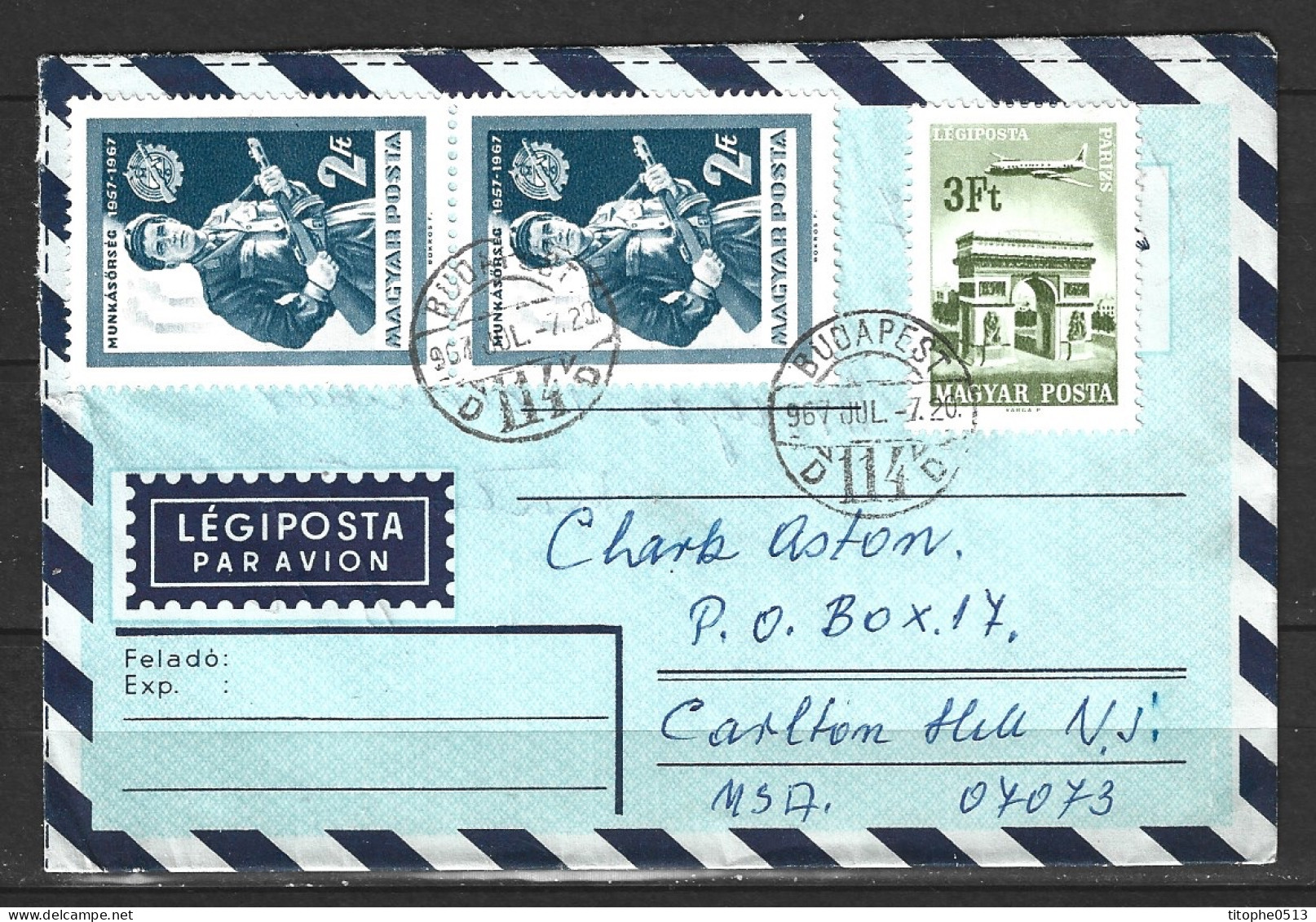 HONGRIE. PA 287 De 1966-7 Sur Enveloppe Ayant Circulé. Arc De Triomphe De Paris. - Monumenti