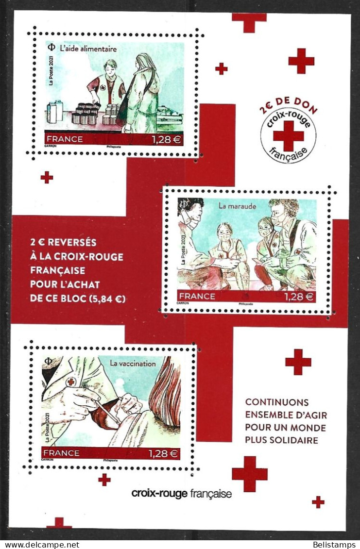 France 2021. Scott #B819 (MNH) Red Cross  (Complete Souvenir Sheet) - 1960-.... Neufs