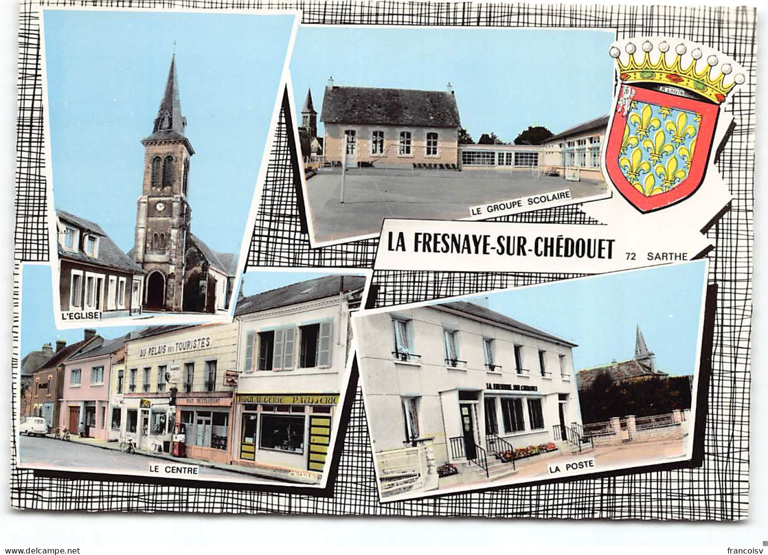 La Fresnaye Sur Chedouet.  Multivues Blason Edit Cim La Poste Ecole Eglise Le Centre.  - La Fresnaye Sur Chédouet