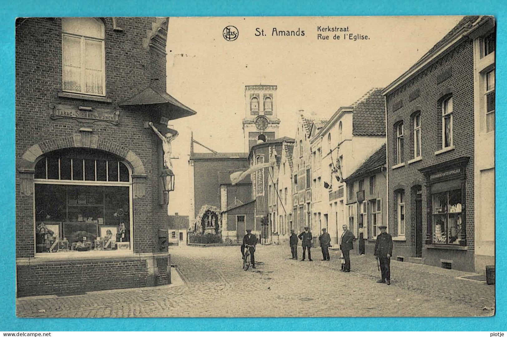 * Sint Amands (Antwerpen - Anvers) * (Nels, Edit A. Van Der Borght) Kerkstraat, Rue De L'église, Animée, Magasin - Sint-Amands