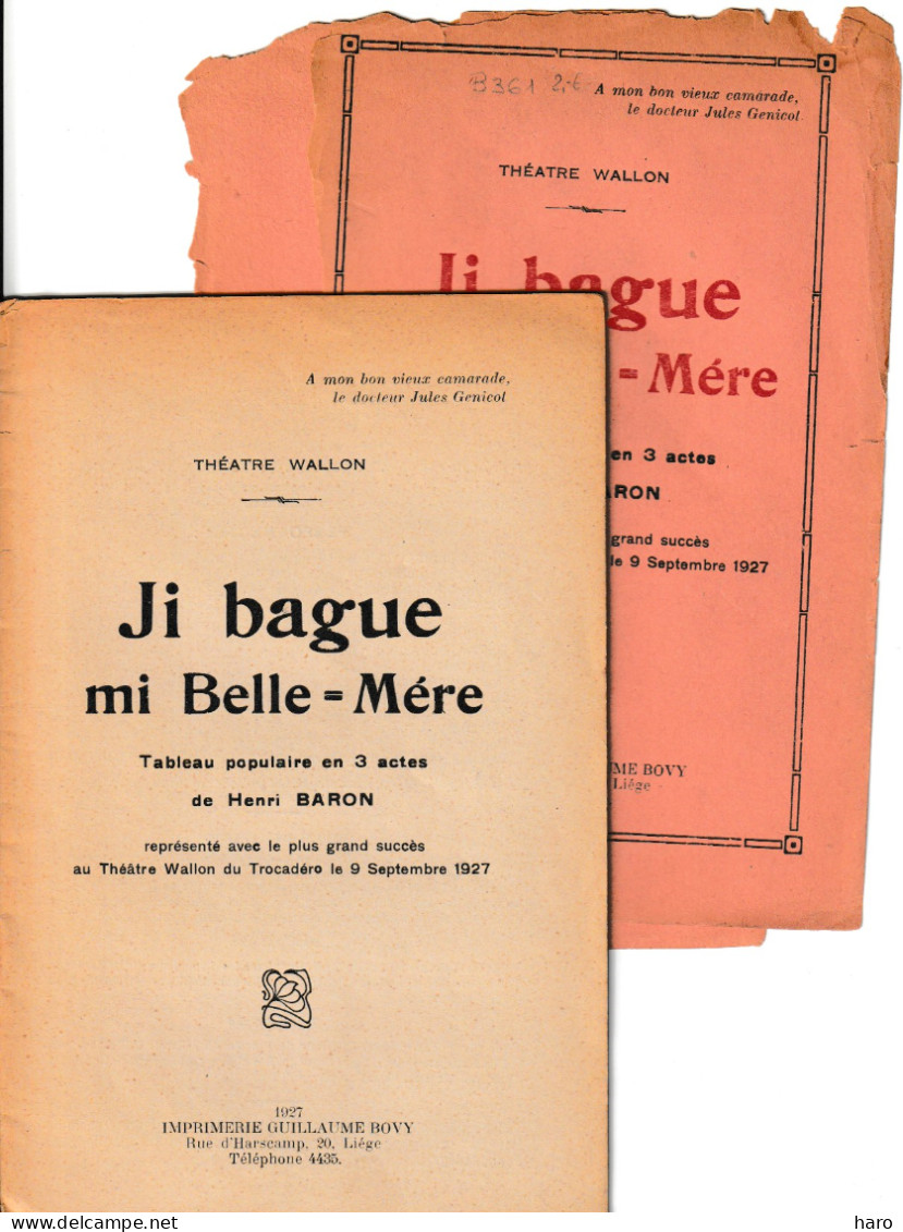 Théâtre Wallon -Livret " Ji Bague Mi Belle-Mère " Tableau Populaire De Henri BARON   - 1927  (B361) - Théâtre