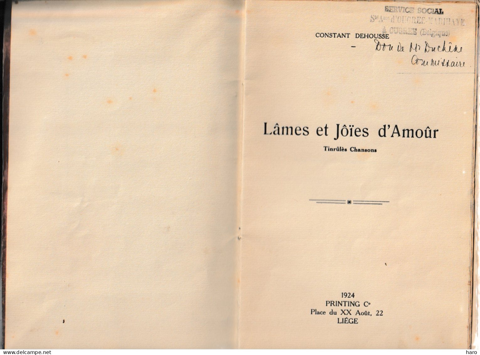 Wallon - Livre De Chansons " Lâmes Et Jôïes D'Amour " De Constant DEHOUSSE   - 1924  (B359) - Poesía