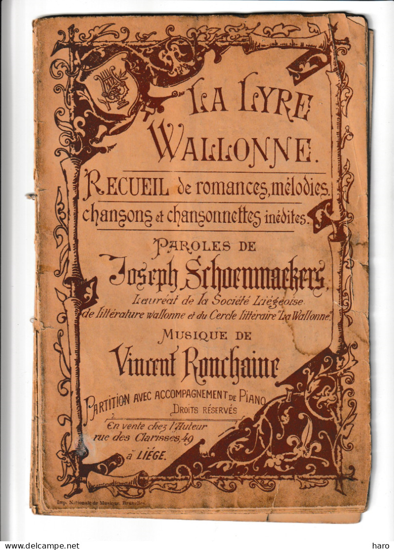 La Lyre Wallonne - Recueil De Chansons En Wallon   De Joseph SCHOENMACKERS Et Vincent RONCHAINE (B359) - Poesia