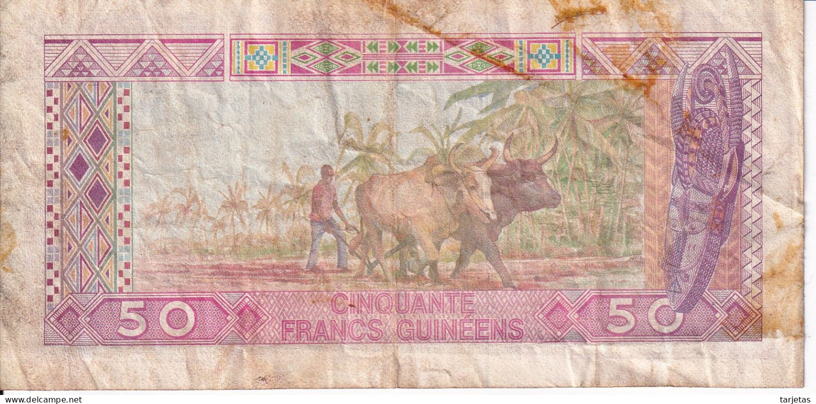 BILLETE DE GUINEA DE 50 FRANCS DEL AÑO 1985 (BANKNOTE) - Guinée