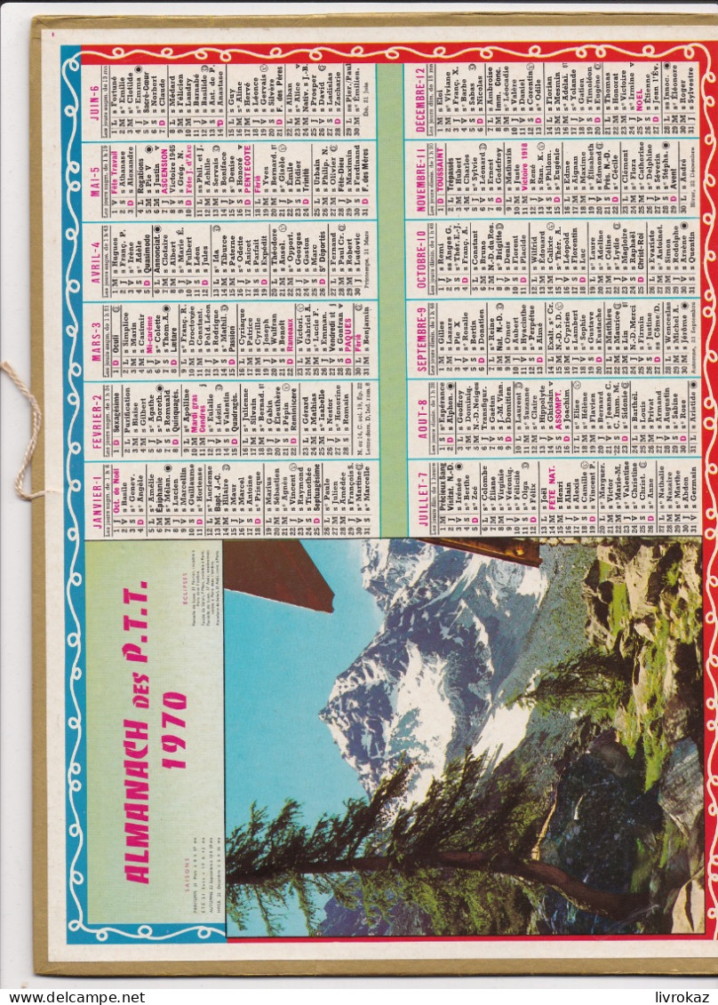 Almanach Des PTT 1970 Neiges éternelles, Montagne, Amiens, Somme, Très Bon état - Big : 1961-70