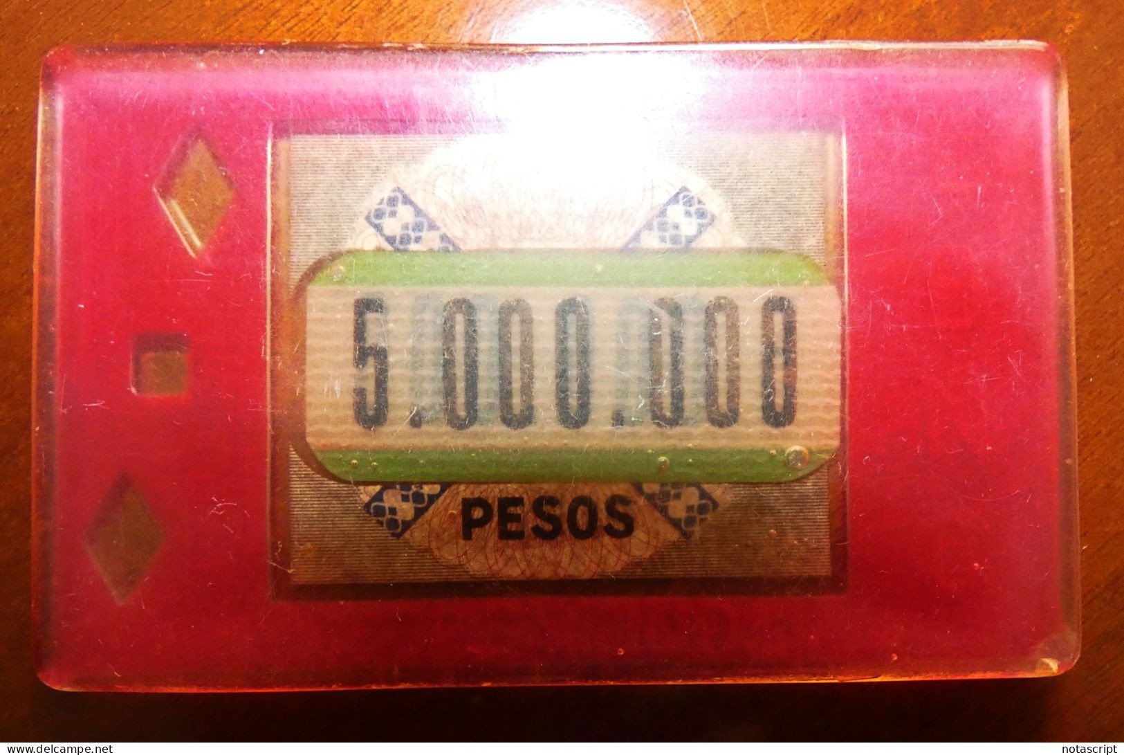 "CASINOS NACIONALES ARGENTINOS" 5.000 000 Pesos  Plaque - Casino