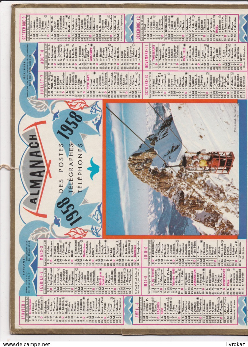 Almanach Des PTT 1958, Dent De Burgin, Savoie, Montagne, Neige, Télébenne, Ski, Skieurs, Somme, Très Bon état, - Groot Formaat: 1941-60