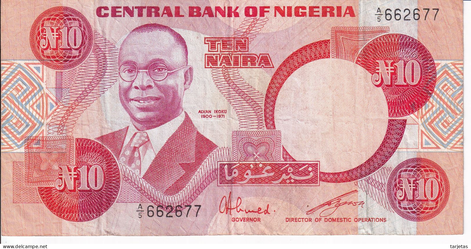 BILLETE DE NIGERIA DE 10 NAIRA DEL AÑO 1984 (BANKNOTE) - Nigeria