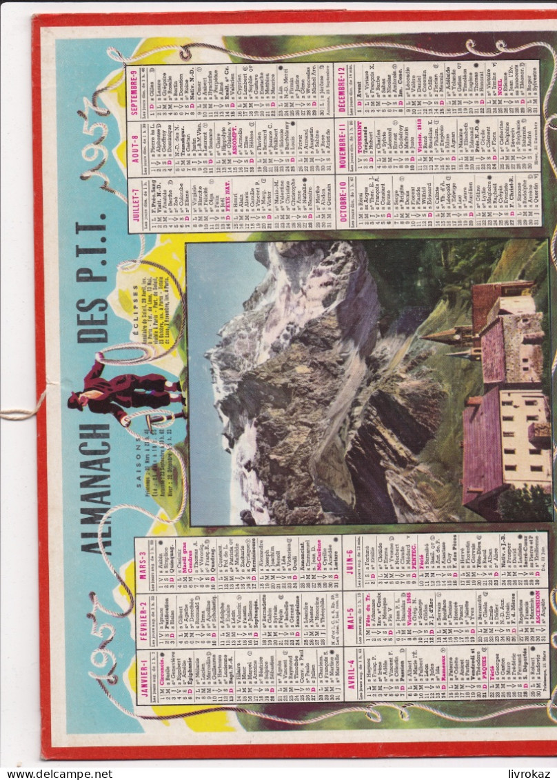 Almanach Des PTT 1957, Au Pied Des Glaciers, Montagne, Neige, Alpiniste, Somme - Big : 1941-60