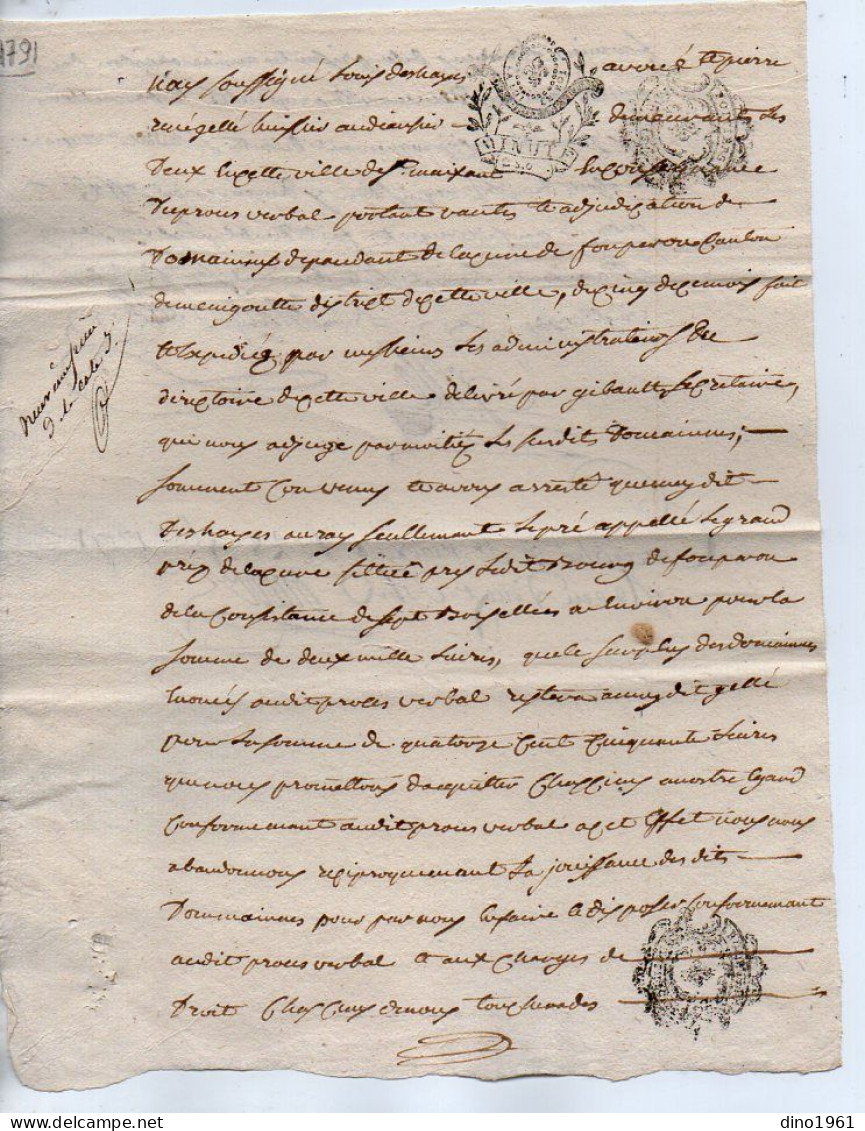 VP22.886 - Cachet De Généralité De POITIERS X SAINT MAIXENT - Acte De 1791 - Manuscrits