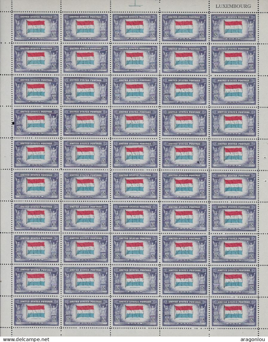 Luxembourg -Luxemburg - Timbres - Feuille Complète à 50 - United Stades / Luxembourg - Drapeau Luxembourg   MNH** - Volledige Vellen