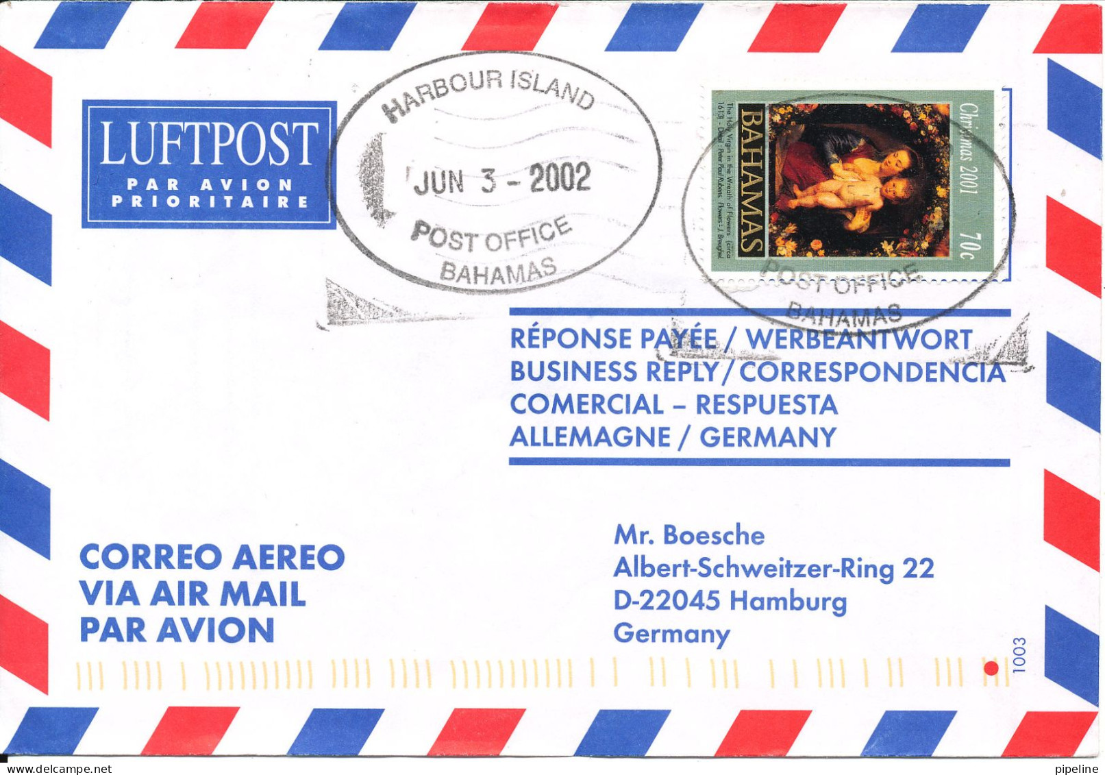 Bahamas Air Mail Cover Sent To Germany Harbour Island 3-6-2002 - Bahamas (1973-...)