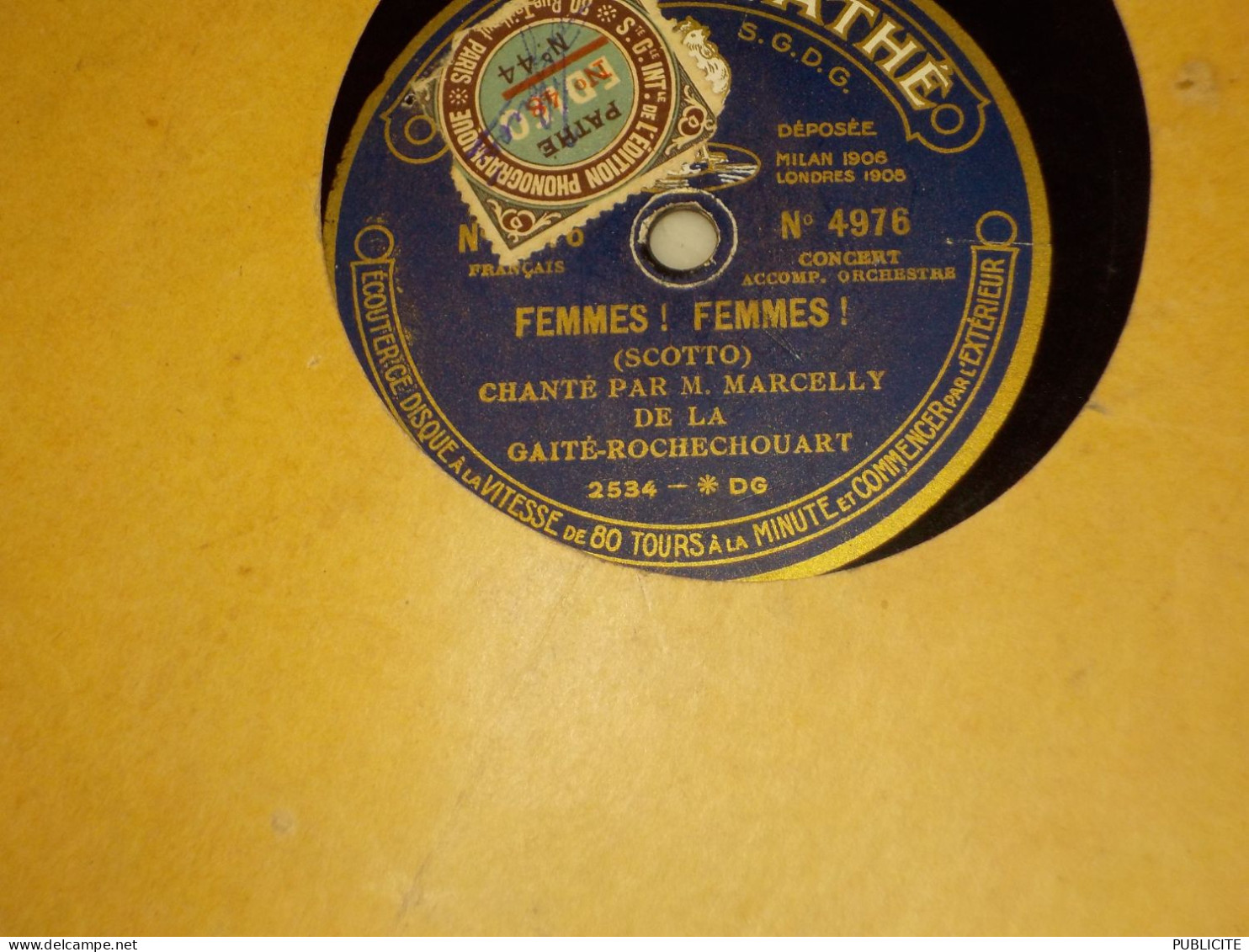 DISQUE 78 TOURS  CHANTE PAR MARCELLY DE LA GAITE ROCHECHOUART 1918 - 78 Rpm - Gramophone Records