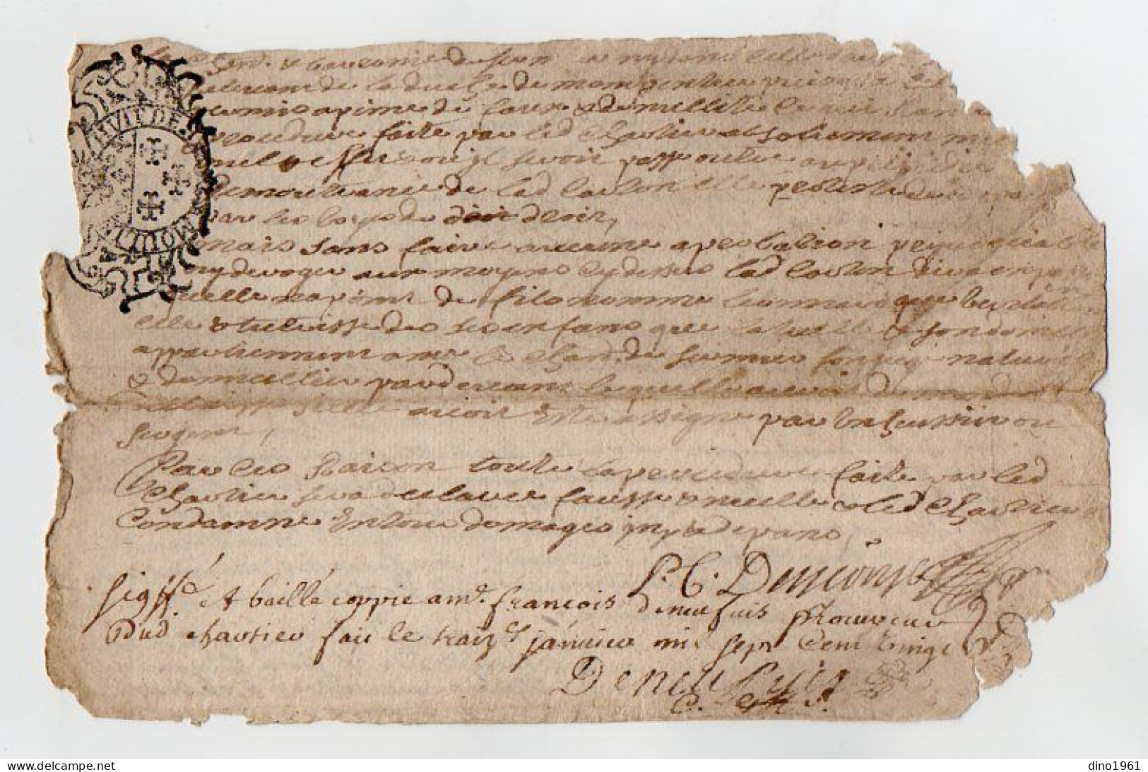 VP22.888 - Cachet De Généralité De MOULINS - Acte De 1720 - Gebührenstempel, Impoststempel
