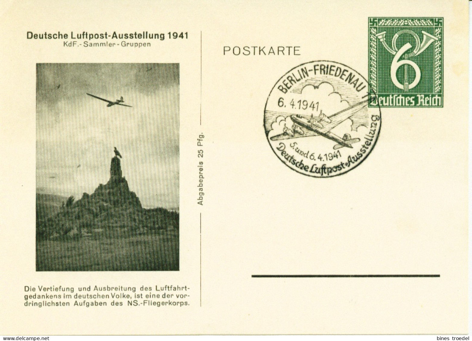 DR PP 149 C 2 -  6 Pf  Posthorn  Berlin-Friedenau Dt. Lp-Ausstellung 1941 M. Blko SST - Private Postal Stationery