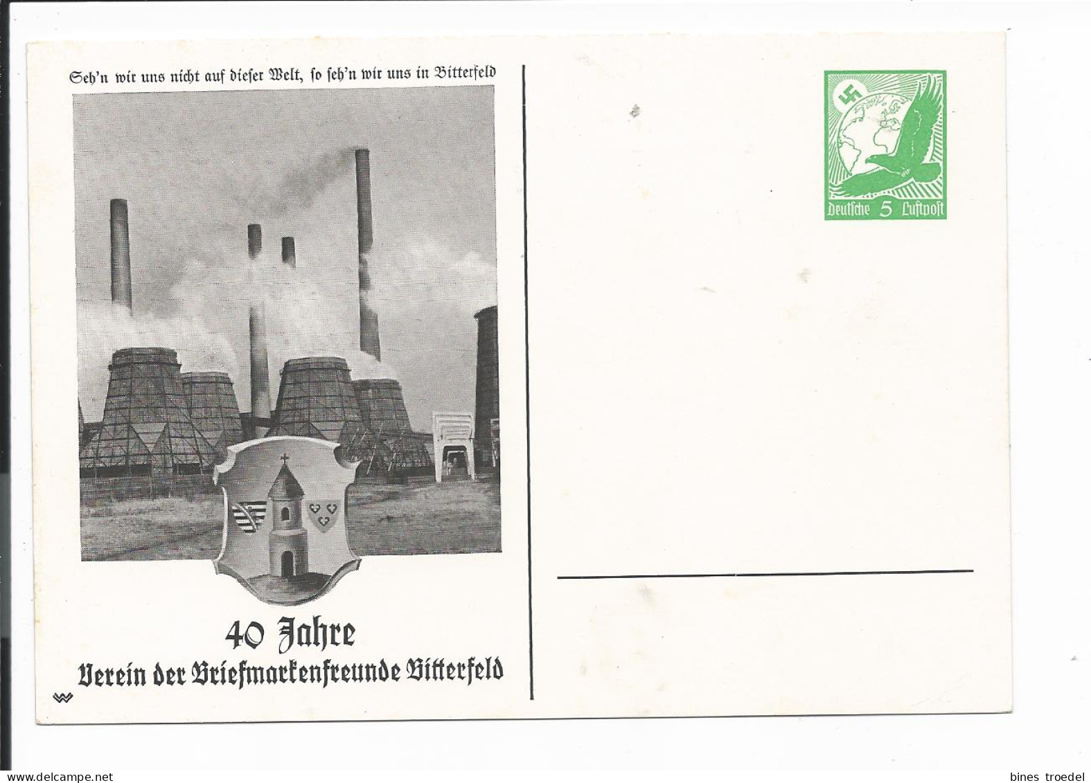 DR PP 142 D 1 **  -  5 Pf  LpAdler 40 Jahre Ver. F. Bfm.freunde Bitterfeld - Private Postal Stationery