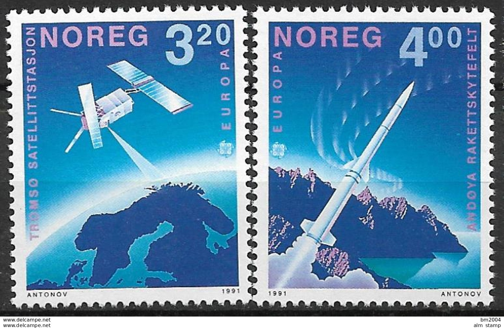 1991 Norwegen  Mi. 1062-3** MNH  Europa: Europäische Weltraumfahrt. - 1991