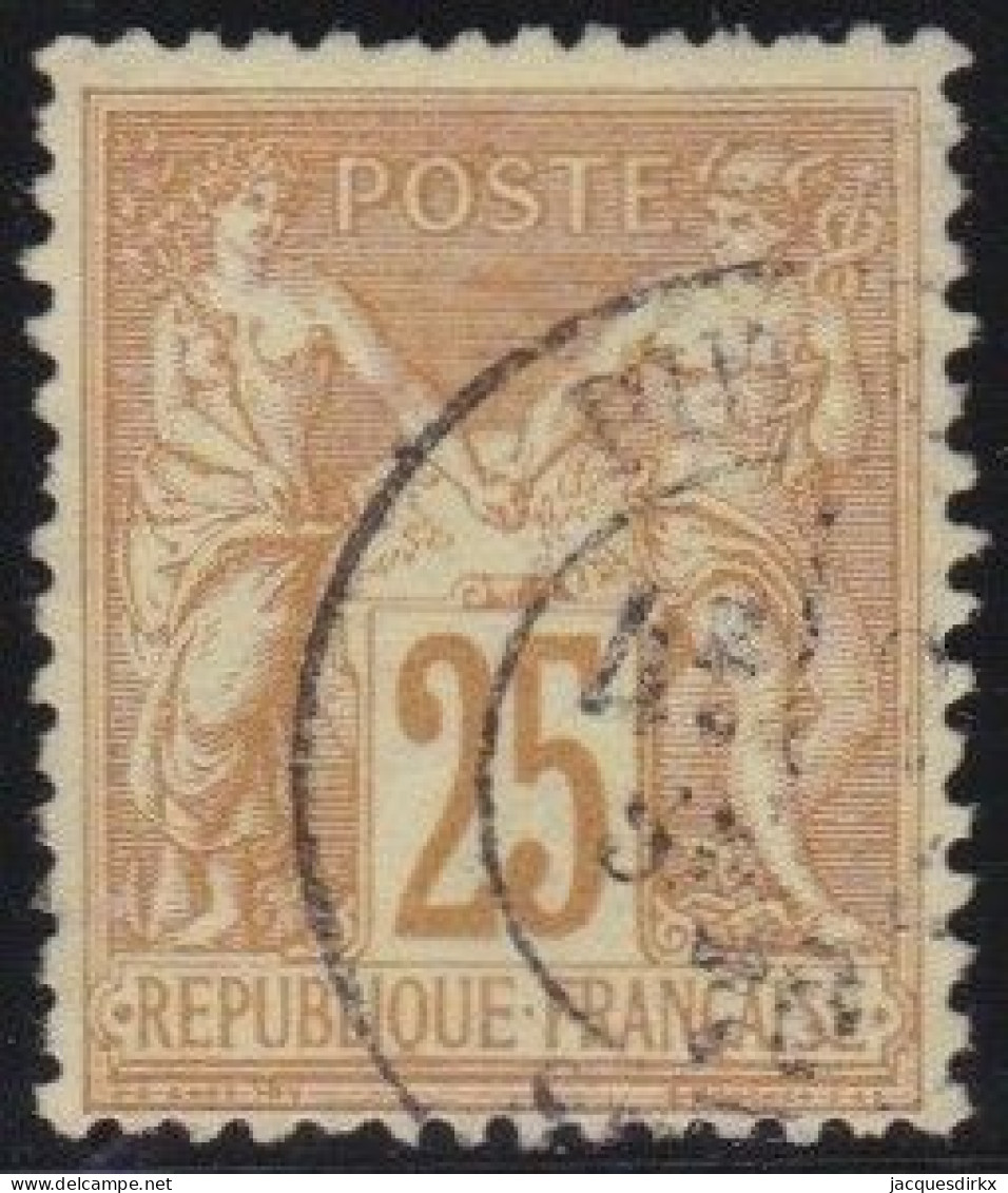 France  .  Y&T   .    92    .   O      .    Oblitéré - 1876-1898 Sage (Tipo II)