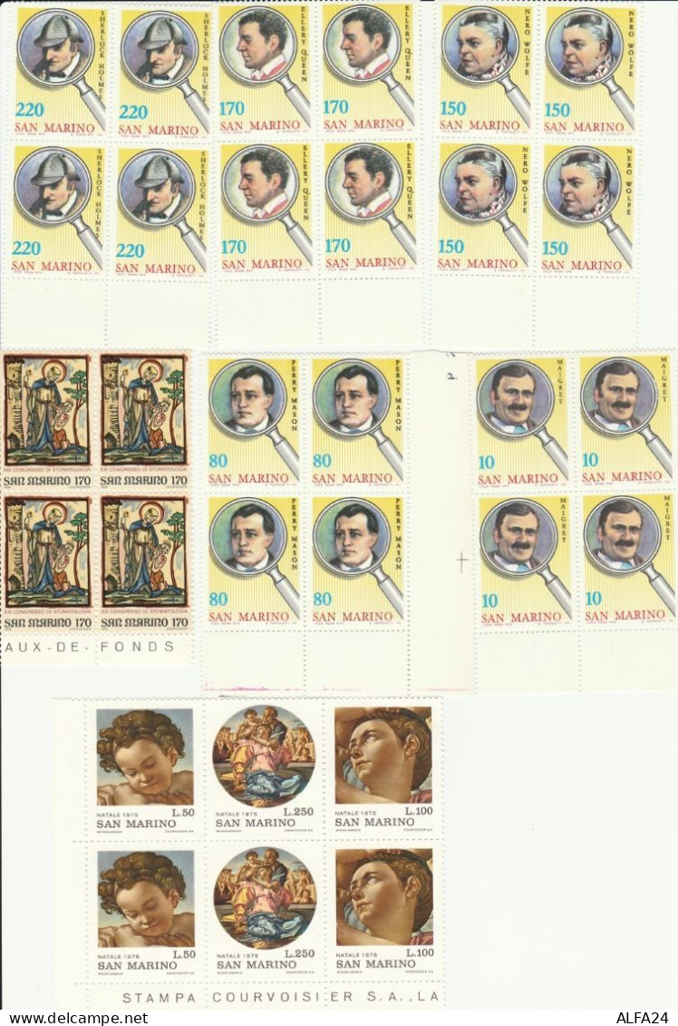 LOTTO FRANCOBOLLI SAN MARINO 13 QUARTINE NUOVE  (FB195 - Collections, Lots & Series