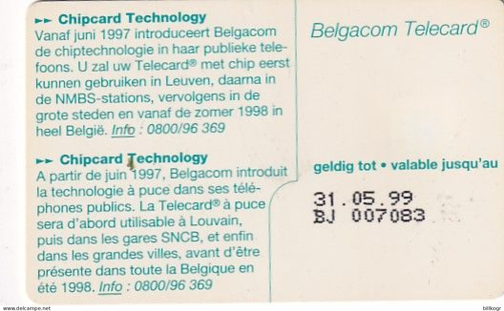 BELGIUM - Chipcard Technology, First Chip Issue 200 BEF, Exp.date 31/05/99, Used - Con Chip