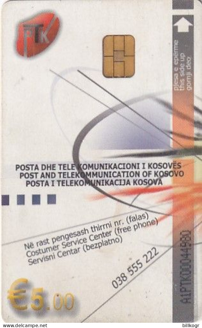 KOSOVO(chip) - PTK Telecard First Issue 5 Euro, Used - Kosovo