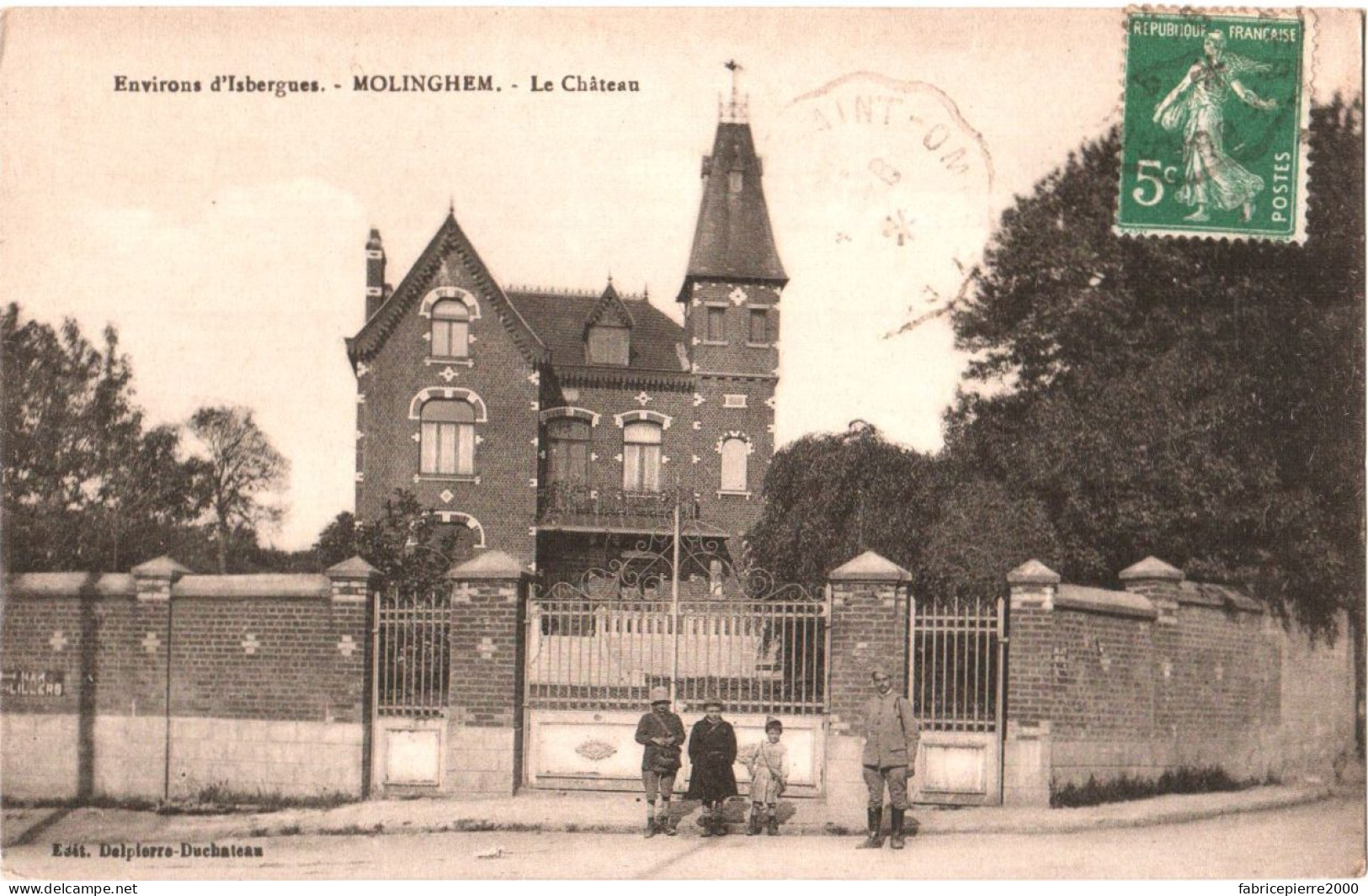 CPA 62 (Pas-de-Calais) Isbergues - Le Château De Molinghem TBE éd. Delpierre-Duchâteau, Animée : Militaire Et Enfants - Isbergues