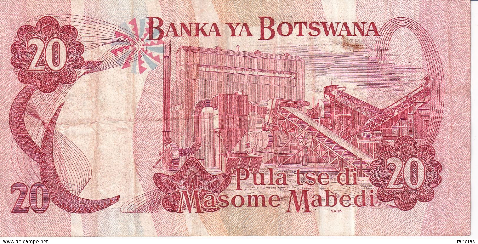 BILLETE DE BOTSWANA DE 20 PULA DEL AÑO 1999 (BANKNOTE) - Botswana