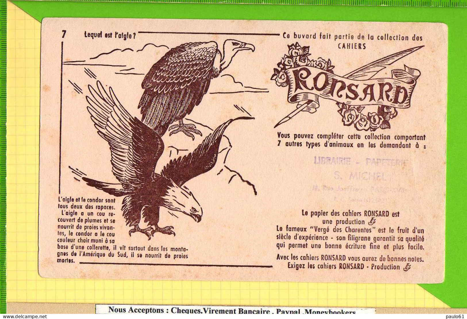 Buvard & Blotting Paper : Papeteries RONSARD L' Aigle N°7 - Papierwaren