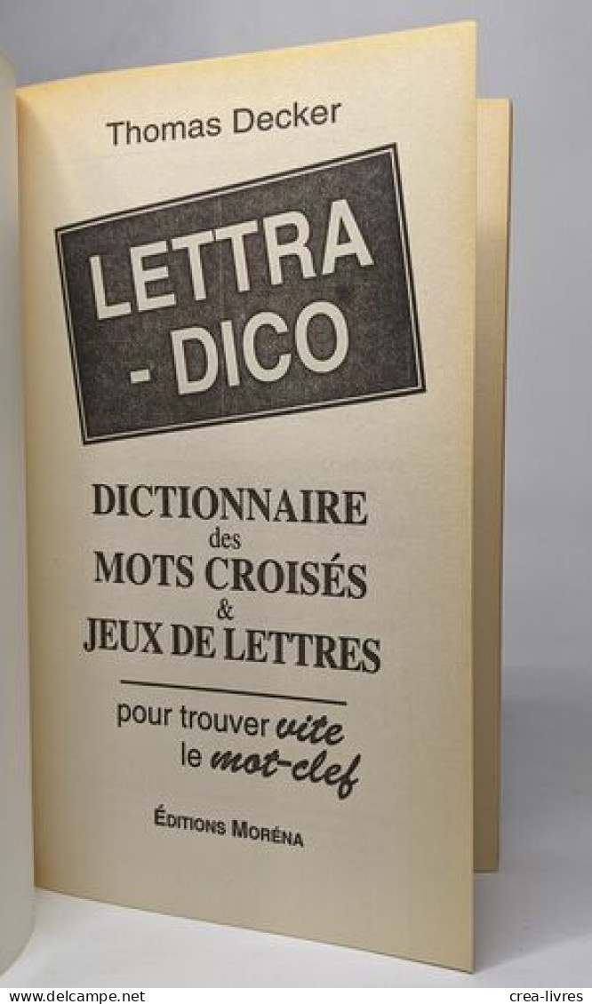 Lettra-Dico. Dictionnaire Des Mots Croisés - Dictionnaires