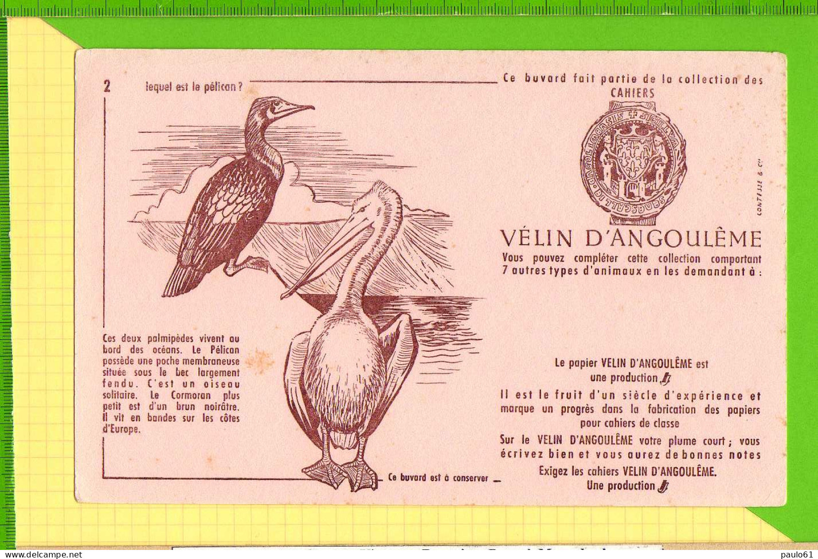 Buvard & Blotting Paper : Papeteries Velin DAngouleme Pelican N°2 - Papeterie