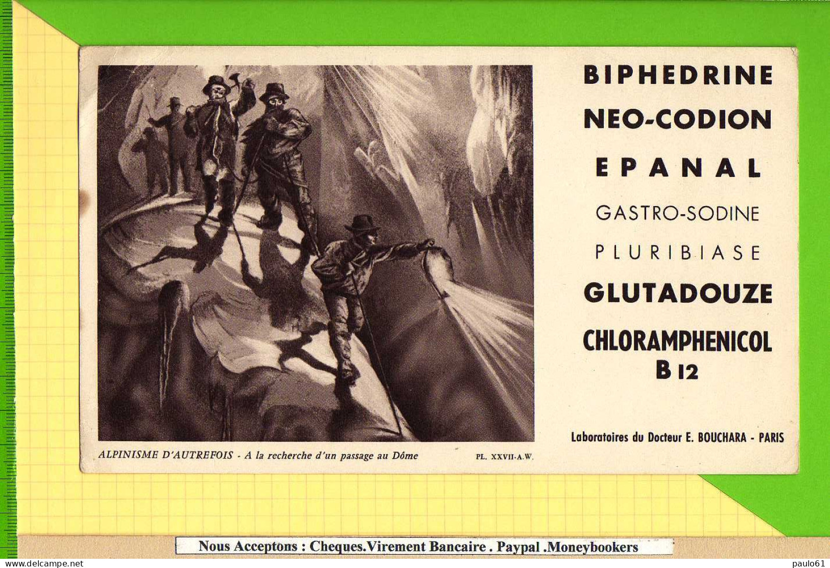 Buvard & Blotting Paper : Pharmacie  Biphedrine  A La Recherche D'un Passage Au Dome Labo BOUCHARA - Produits Pharmaceutiques