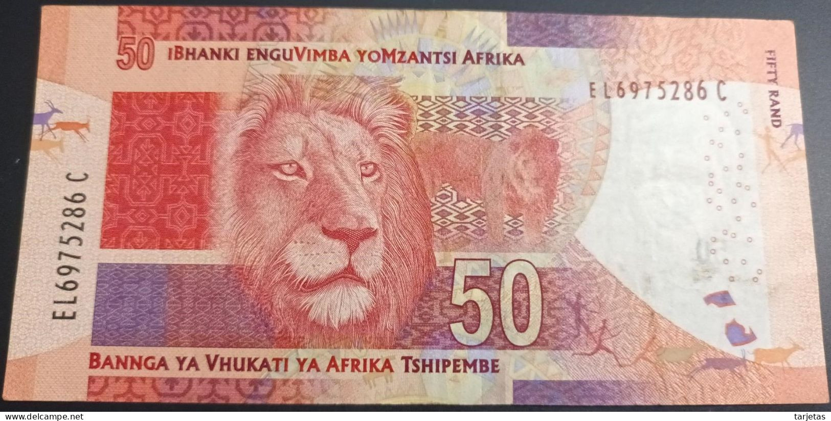 BILLETE DE SURAFRICA DE 50 RAND DEL AÑO 2015 EN CALIDAD EBC (XF) (BANKNOTE)  LEON-LION - Suráfrica