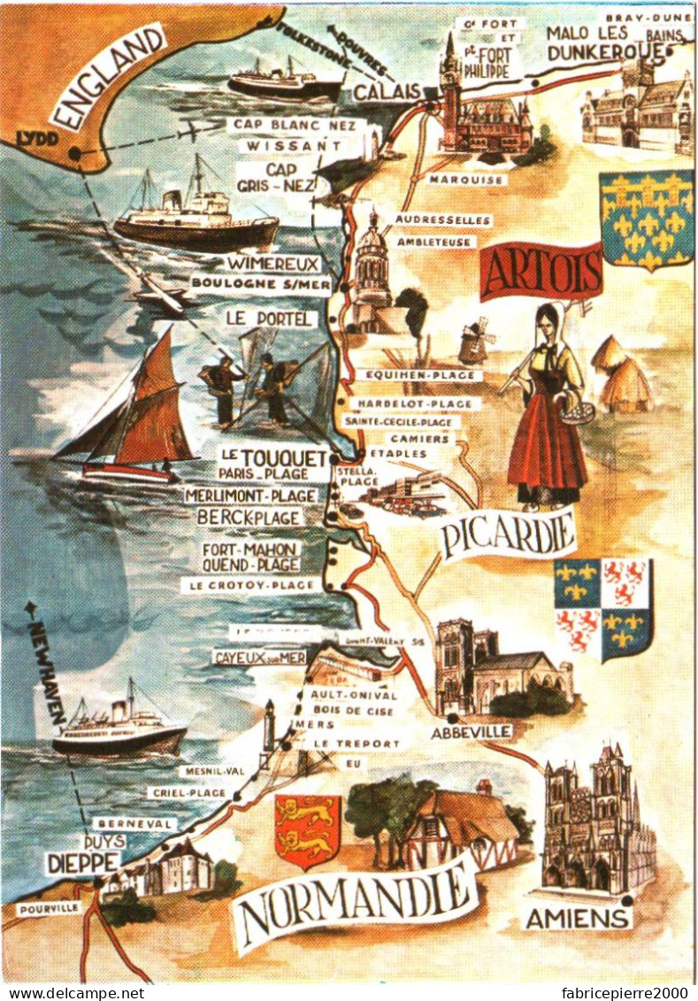 CPM Carte Ill. Littoral Nord - Artois, Picardie Et Normandie TBE Au Verso Flamme Ill. "Berck-sur-Mer Naturellement" - Nord-Pas-de-Calais