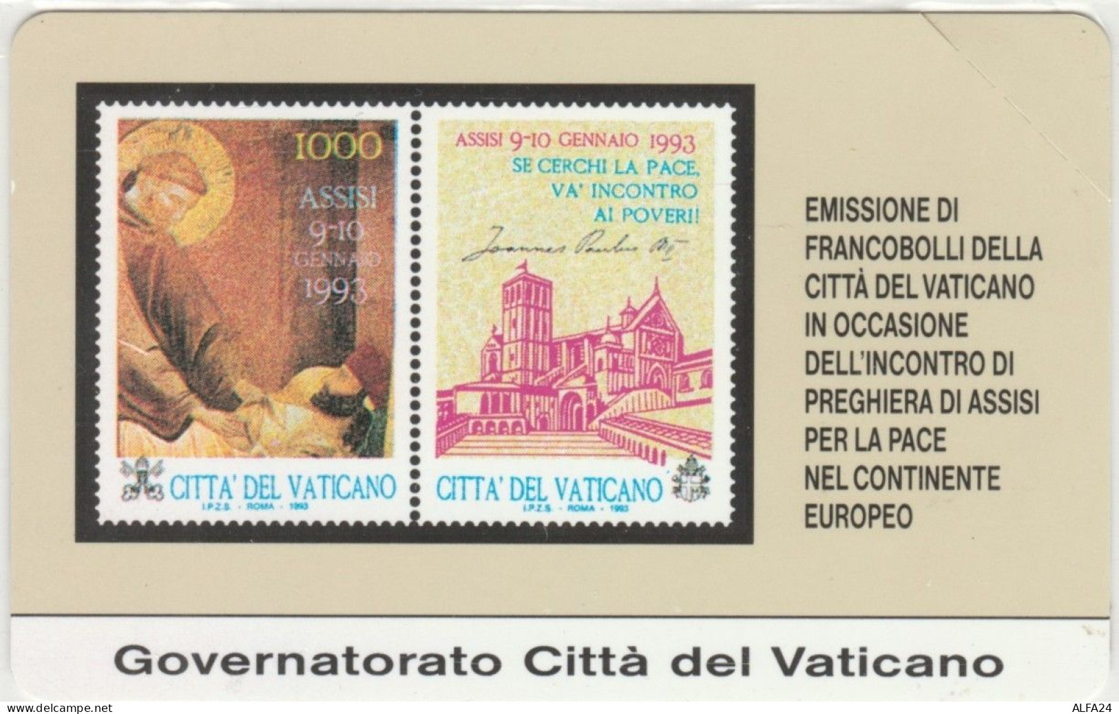 SCHEDA TELEFONICA NUOVA VATICANO SCV1 FRANCOBOLLI ASSISI - Vaticano (Ciudad Del)