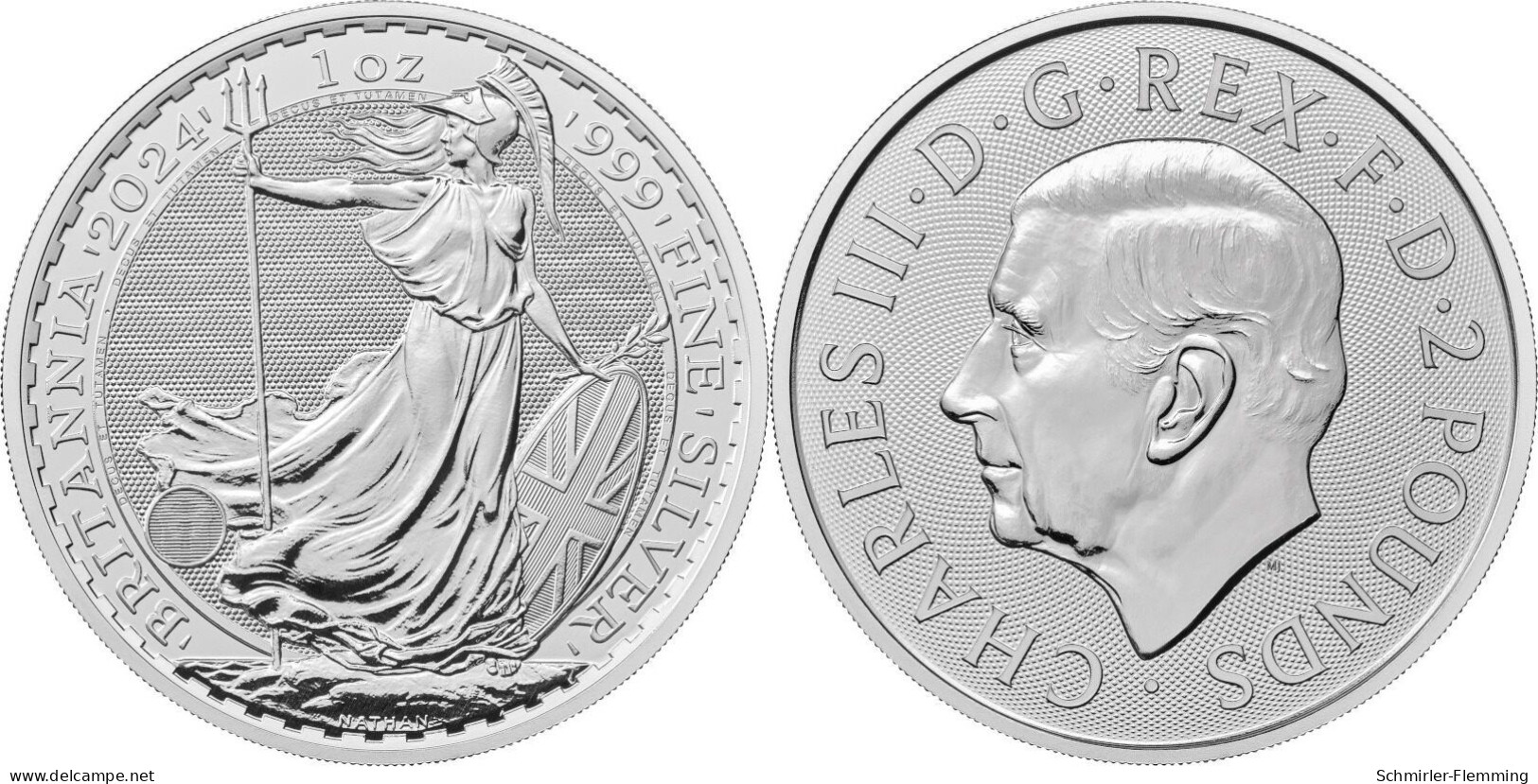 Großbritannien/England 2 Pfound 2024 Charles III. Seit 2024 / Britannia 1.OZ. 31,1g Silber/Silver UNC. - 2 Pounds