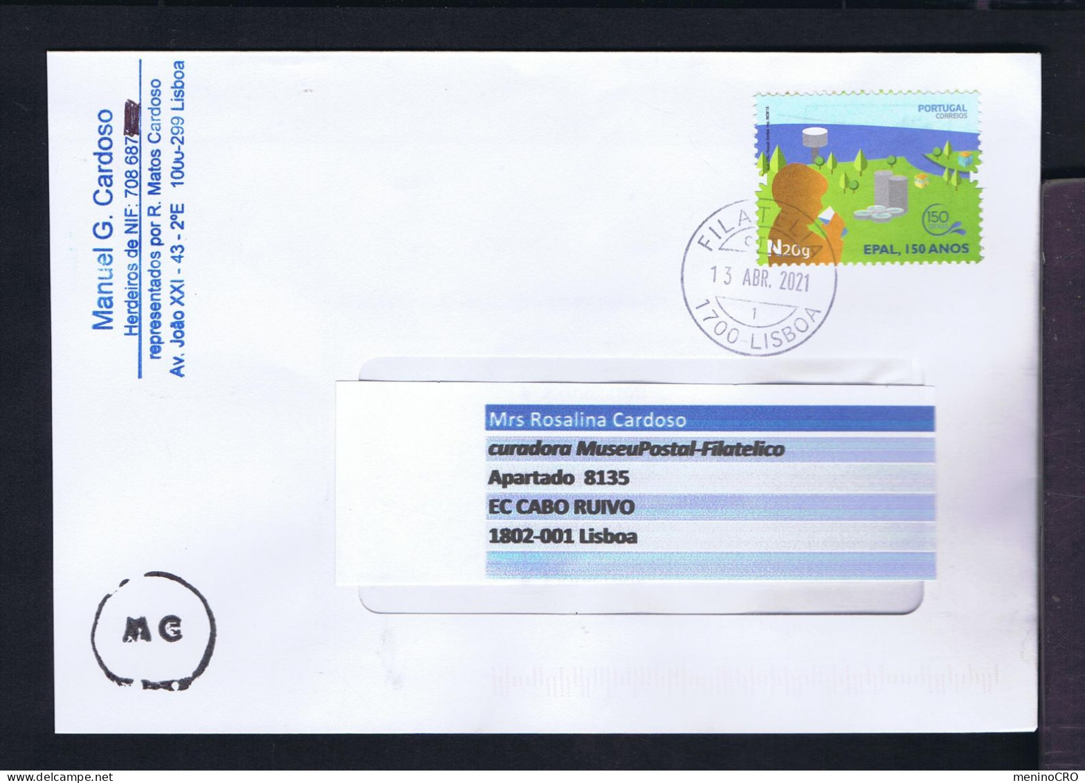 Gc8210 PORTUGAL "EPAL 150 Years" Sciences / Water Lisboa Region Distribuition   Mailed - Water