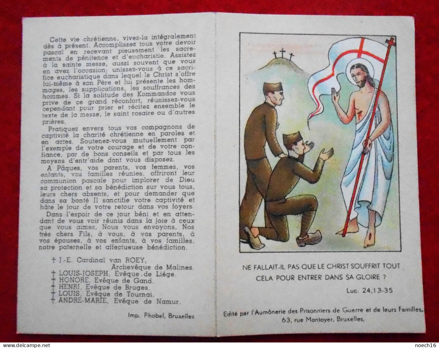Chromo Image, Pâques 1943, Bénédiction Des Prisonniers De Guerre Par Les évêques De Belgique - 1939-45