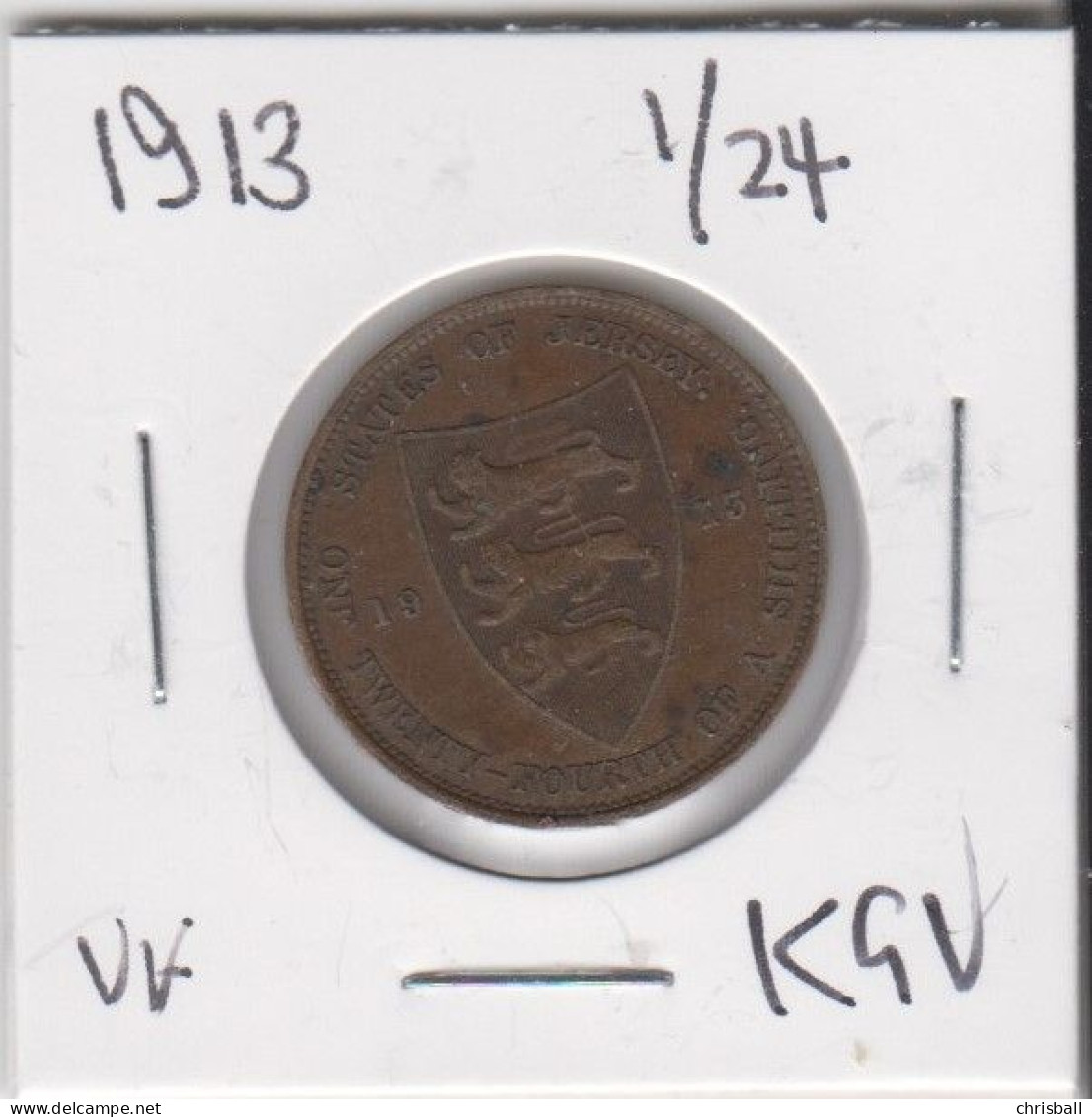 Jersey Coin 1913 One Twenrtyfourth Of A Shilling King George V  1/24 Condition Very Fine - Jersey