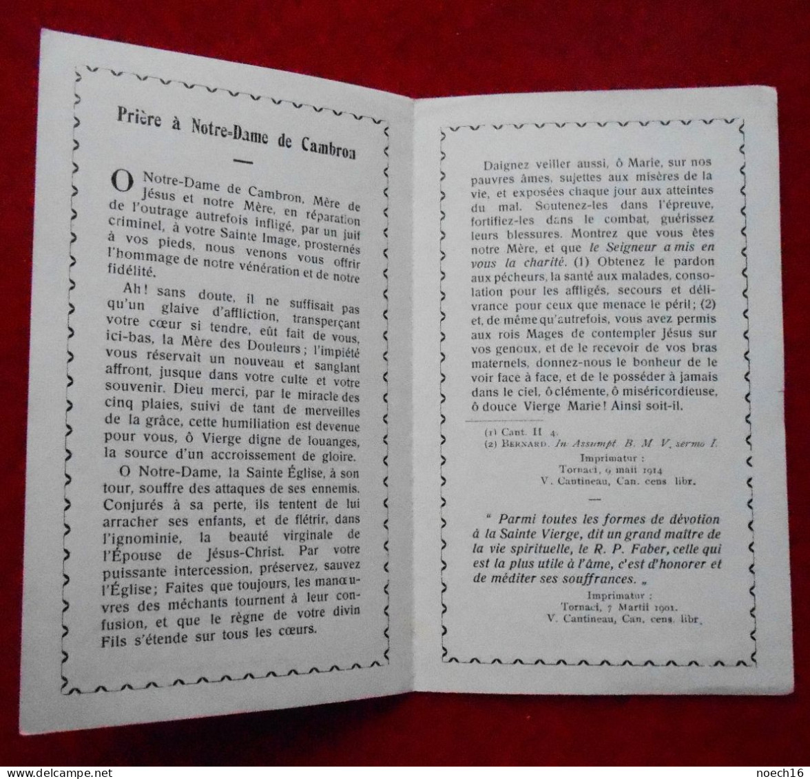 2 Feuillets 1943 Statuts De La Confrérie De N.-D. De Cambron Casteau / Prière Et Cantique - Non Classés