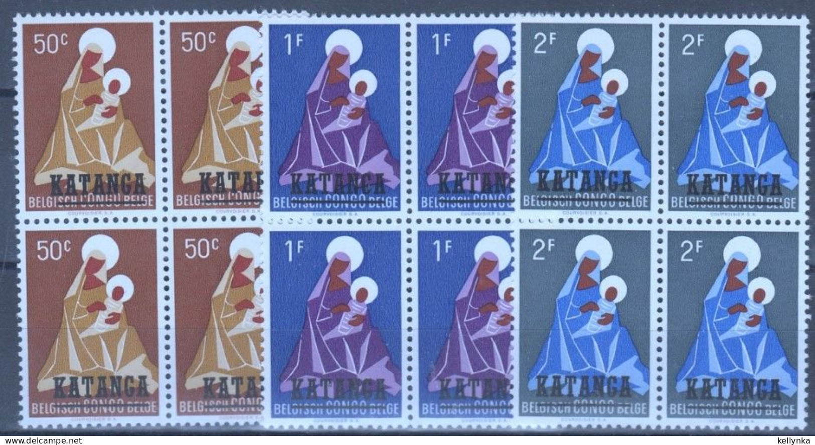 Katanga - 1/3 - Blocs De 4 - Madonne - 1960 - MNH - Katanga