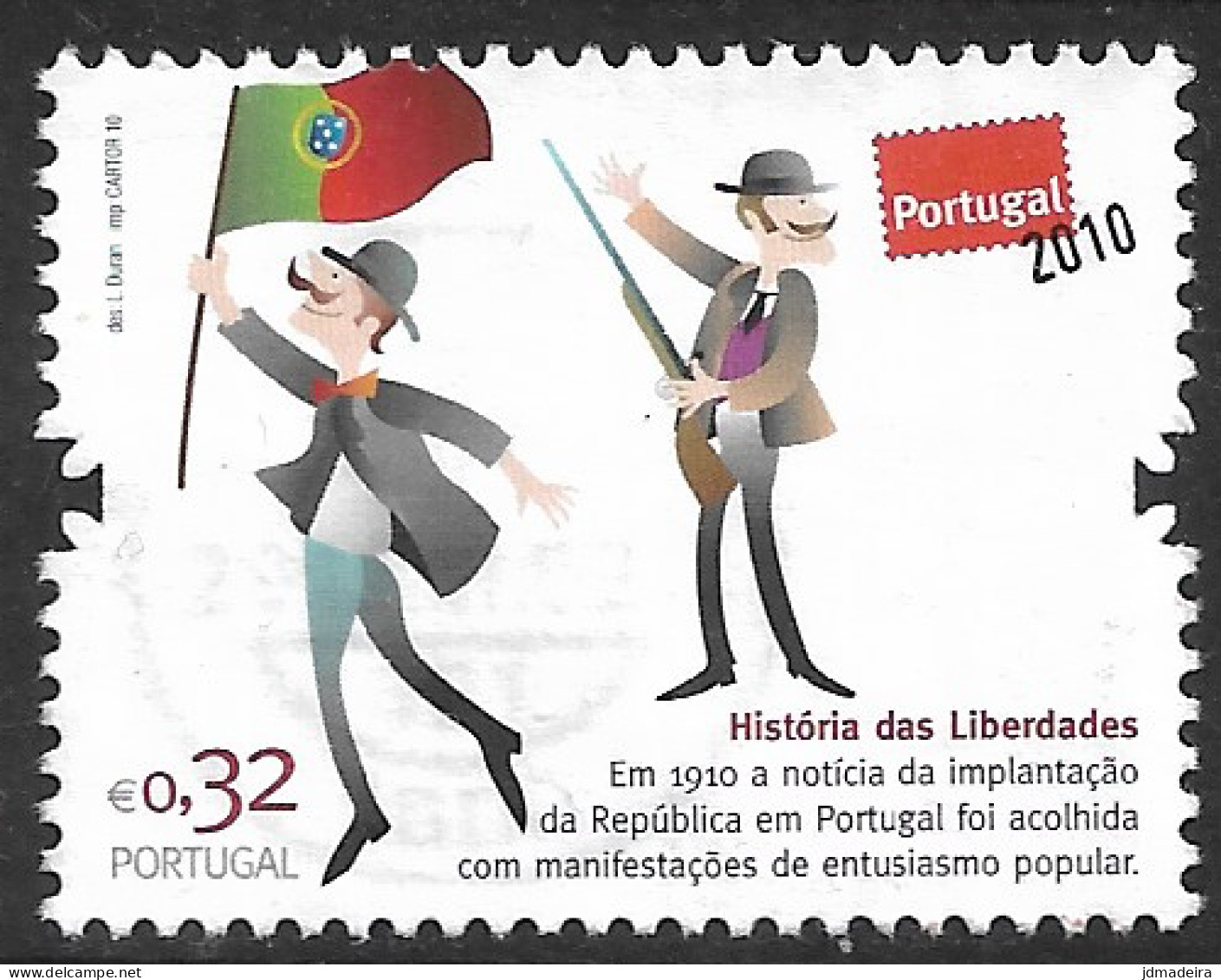 Portugal – 2010 Republic Centenary 0,32 Used Stamp - Gebraucht