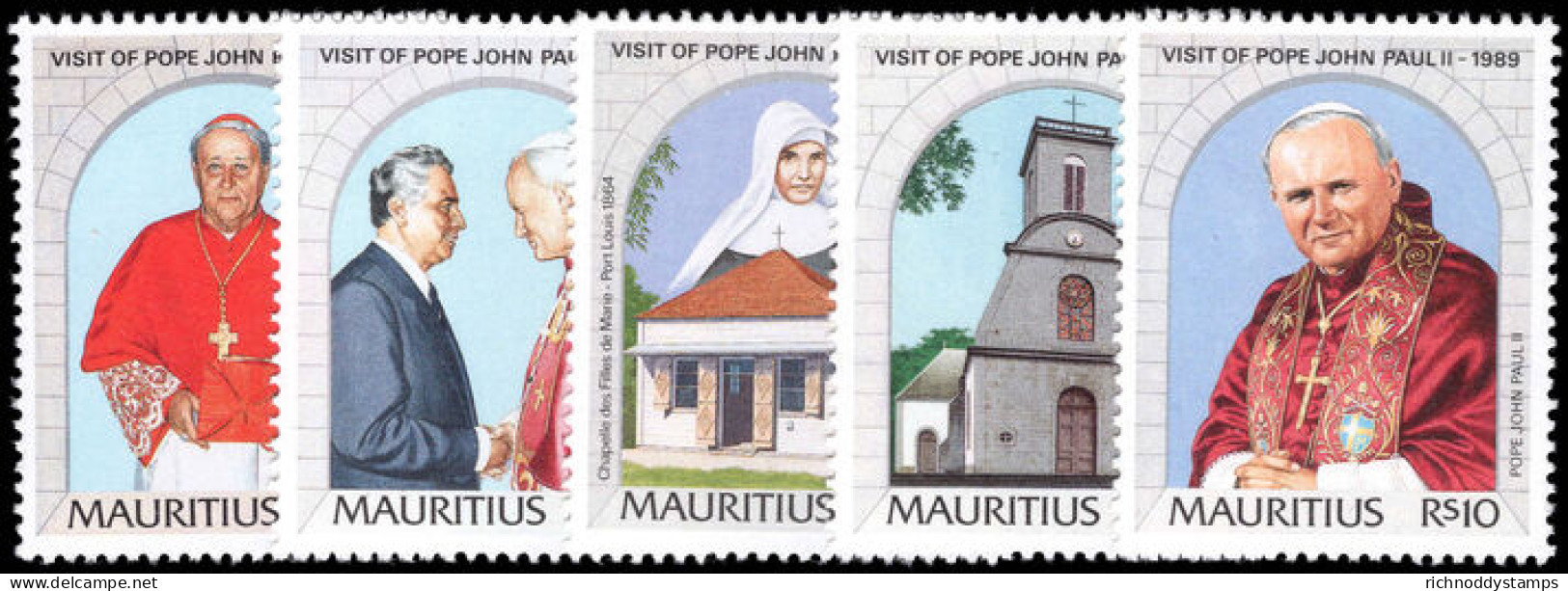 Mauritius 1989 Visit Of Pope John Paul II Unmounted Mint. - Maurice (1968-...)