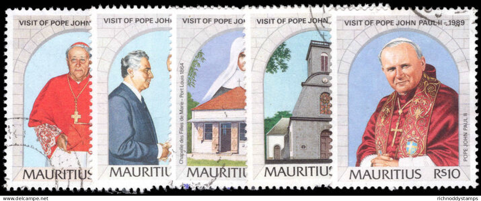 Mauritius 1989 Visit Of Pope John Paul II Fine Used. - Maurice (1968-...)