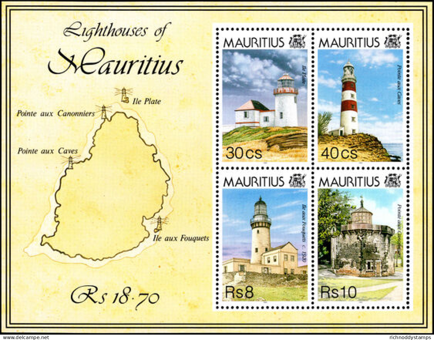 Mauritius 1995 Lighthouses Souvenir Sheet Unmounted Mint. - Maurice (1968-...)