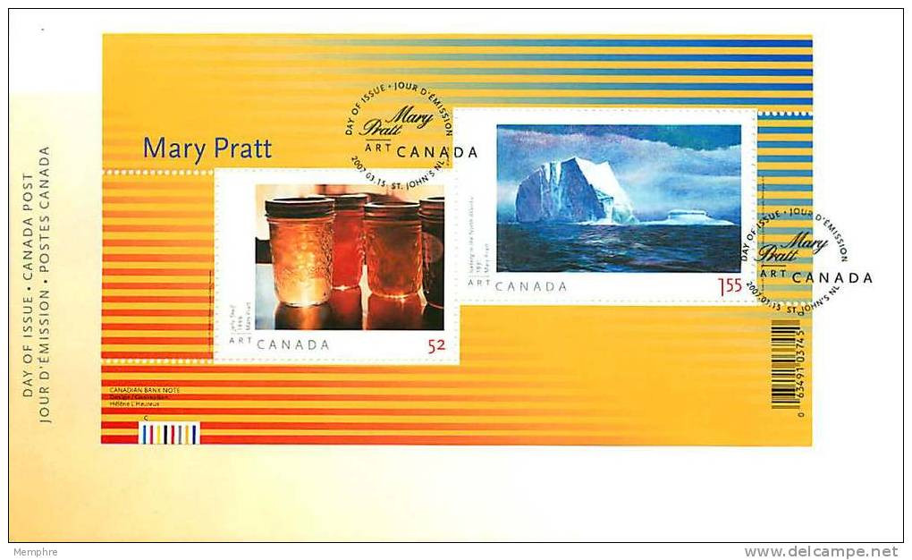 2007 Mary Pratt  Painter  Souvenir Sheet Of 2 Sc 2212 - 2001-2010