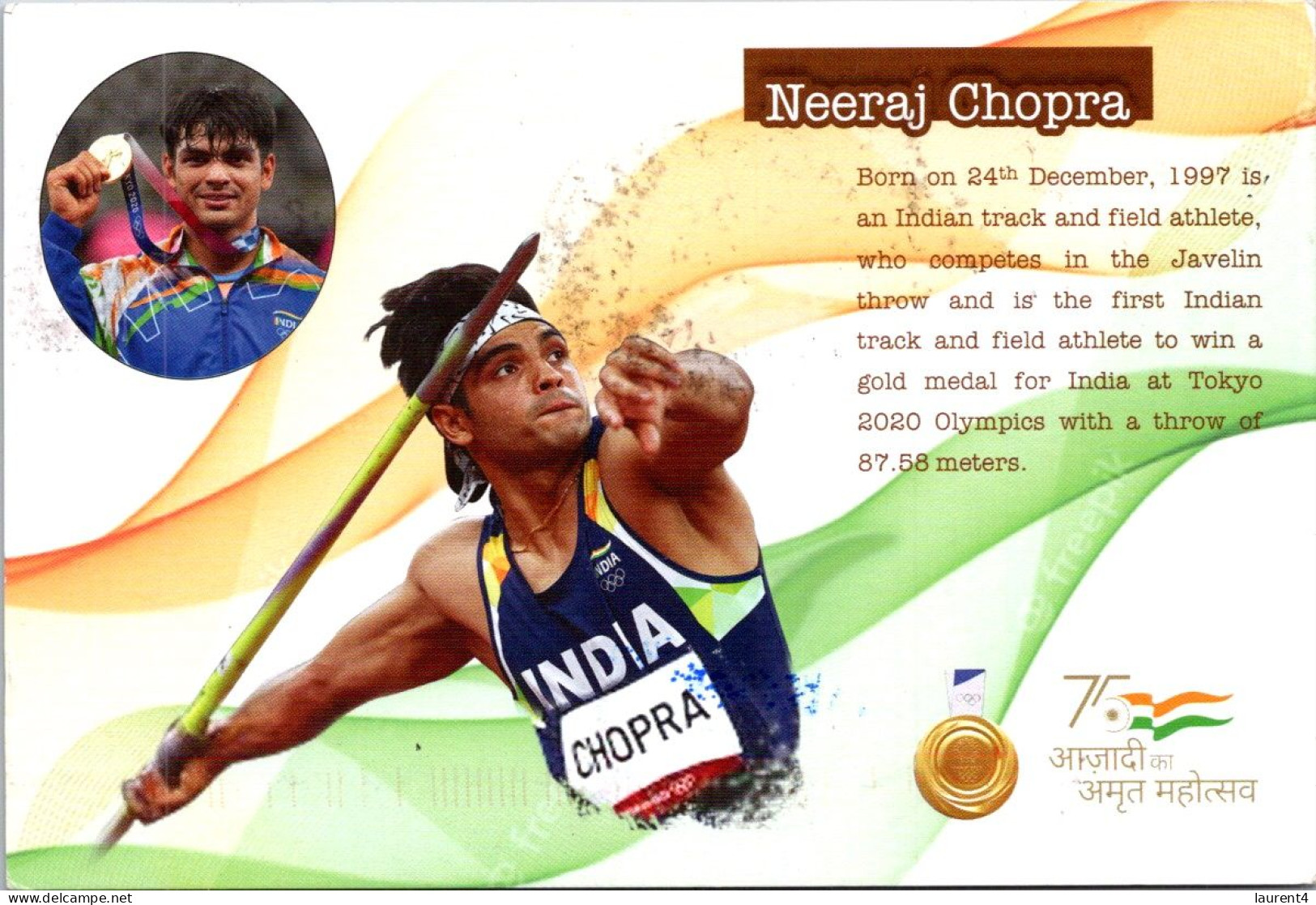 31-12-2023 (3 W 16) India (posted To Australia) Sport - Field Atheltic - Javelin Throwing (Neeraj Chopra) - Athlétisme