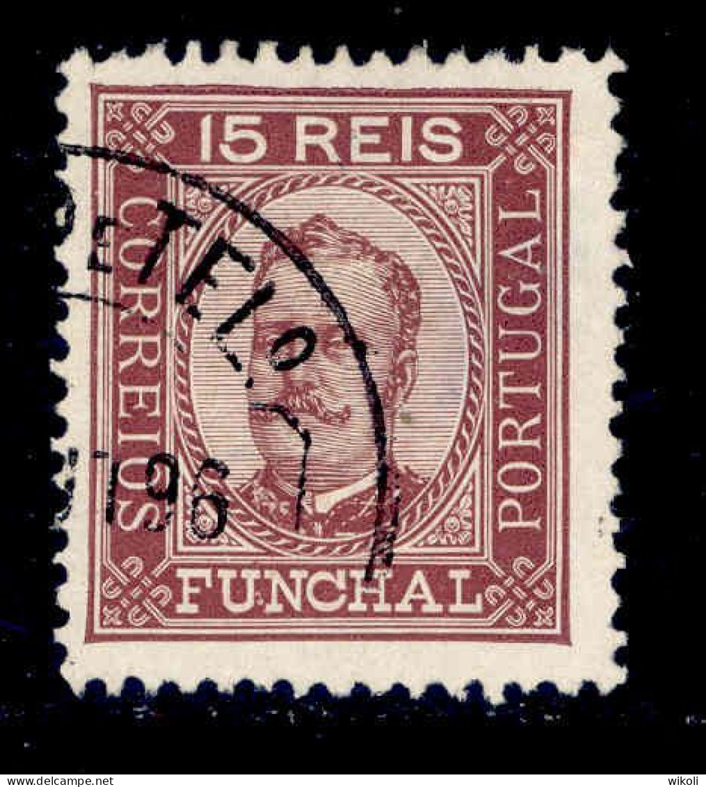 ! ! Funchal - 1892 D. Carlos 15 R (Perf. 12 3/4) - Af. 03 - Used (ca 046) - Funchal