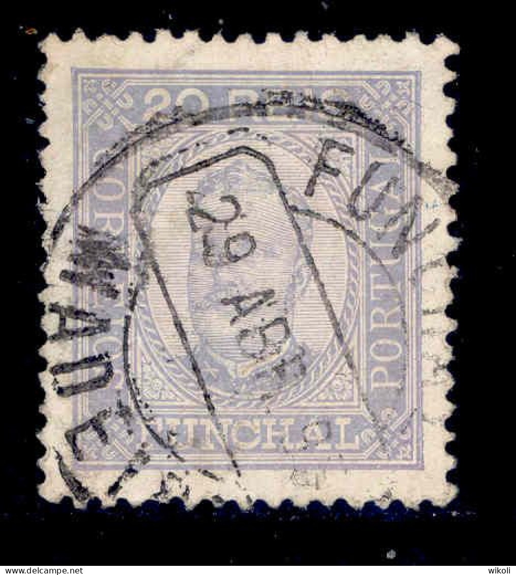 ! ! Funchal - 1892 D. Carlos 20 R (Perf. 12 3/4) - Af. 04 - Used (ca 047) - Funchal